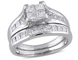 2.00 Carat (ctw H-I, I2-I3) Princess-Cut Diamond Engagement Ring Wedding Band Bridal Set in 14K White Gold